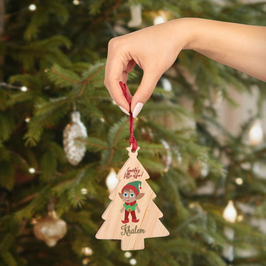 Printify Home Decor Tree / One Size Personalised Santa’s little Elfer Tree Ornament