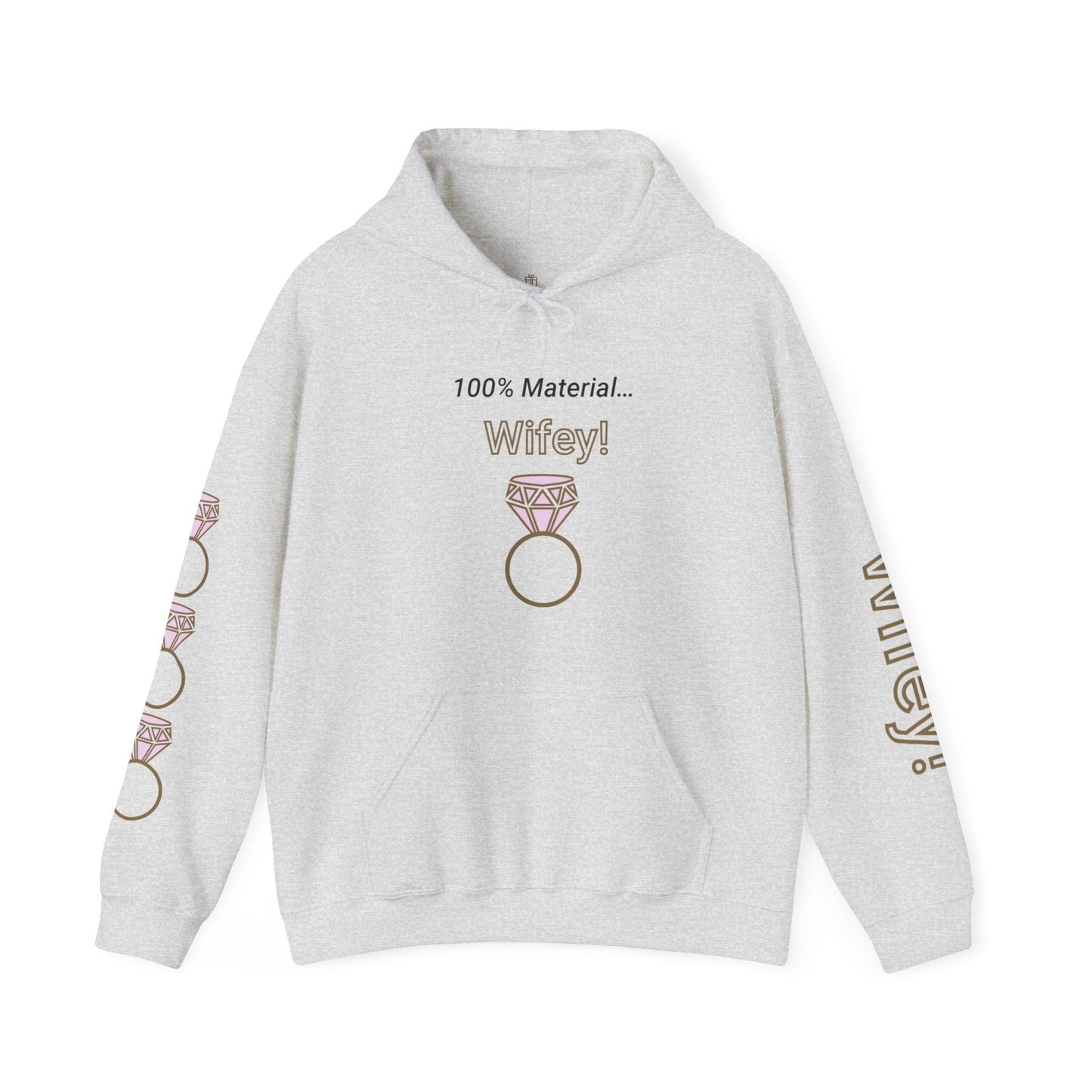 Printify Hoodie Ash / S 100% Material Wifey Hooded Sweatshirt