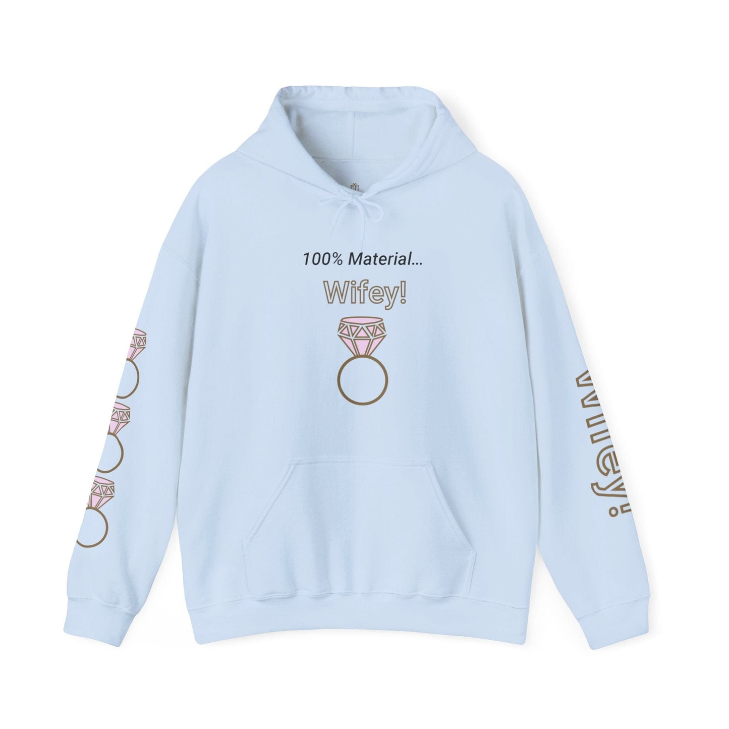 Printify Hoodie Light Blue / S 100% Material Wifey Hooded Sweatshirt