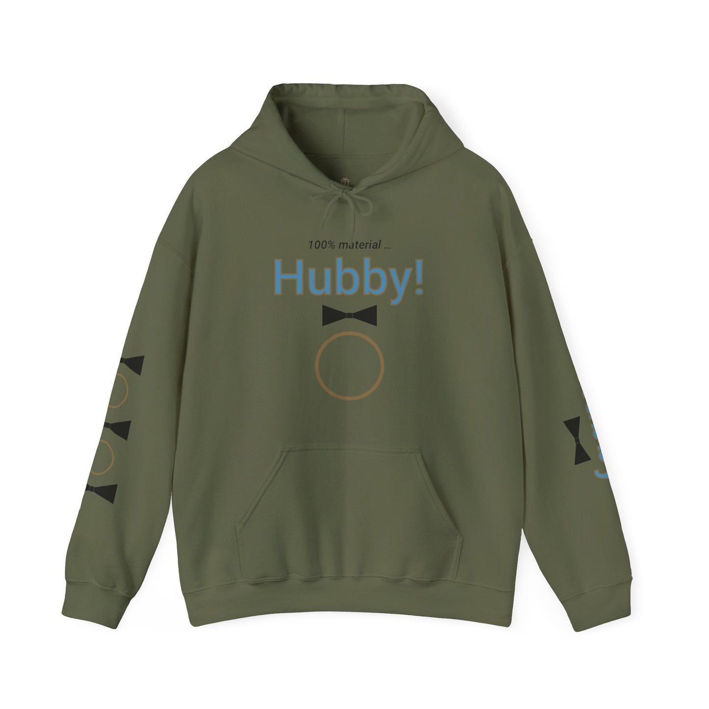 Printify Hoodie Military Green / S 100% Material Hubby Hooded Sweatshirt