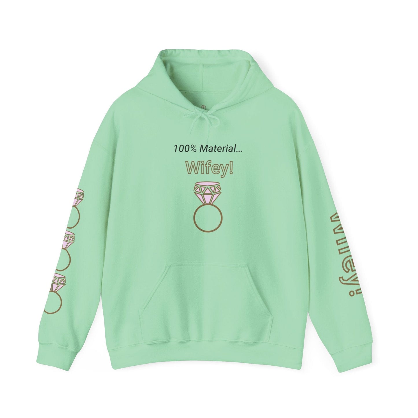 Printify Hoodie Mint Green / S 100% Material Wifey Hooded Sweatshirt