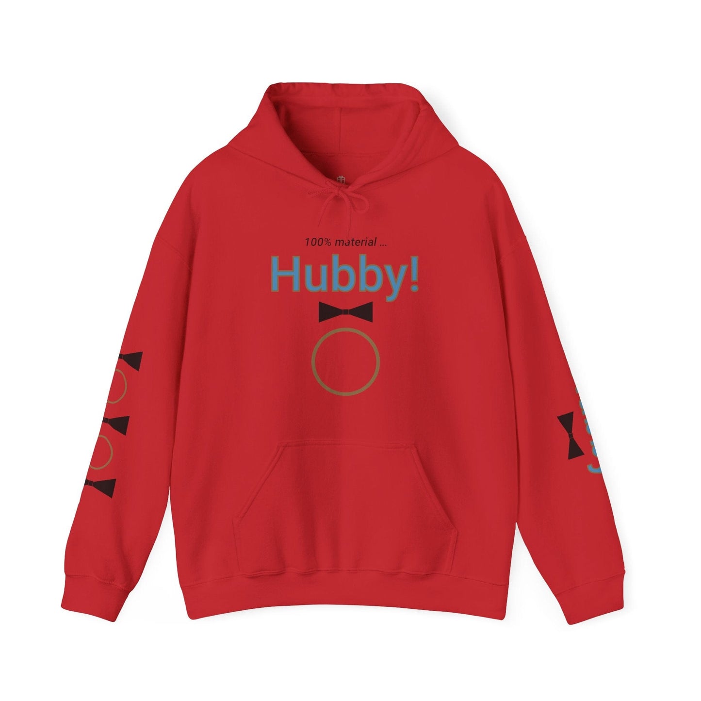 Printify Hoodie Red / S 100% Material Hubby Hooded Sweatshirt