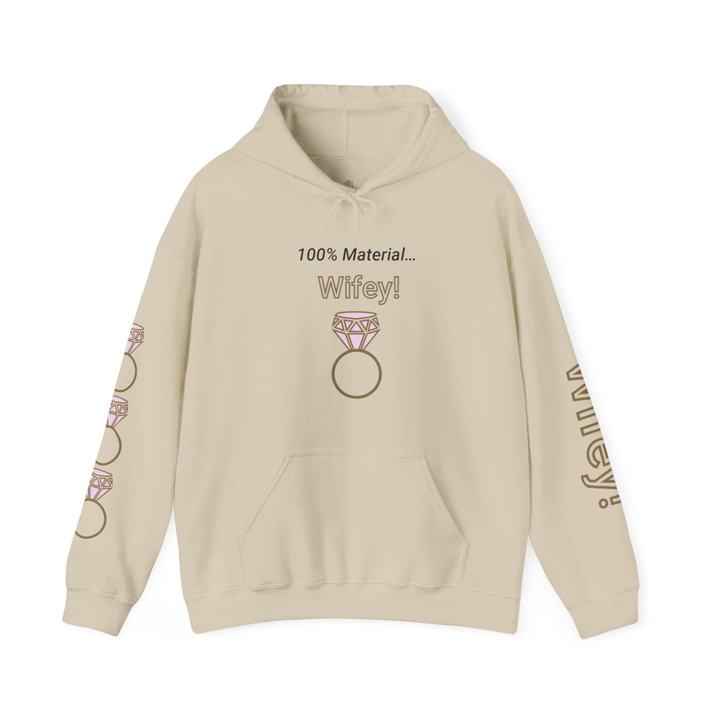 Printify Hoodie Sand / S 100% Material Wifey Hooded Sweatshirt