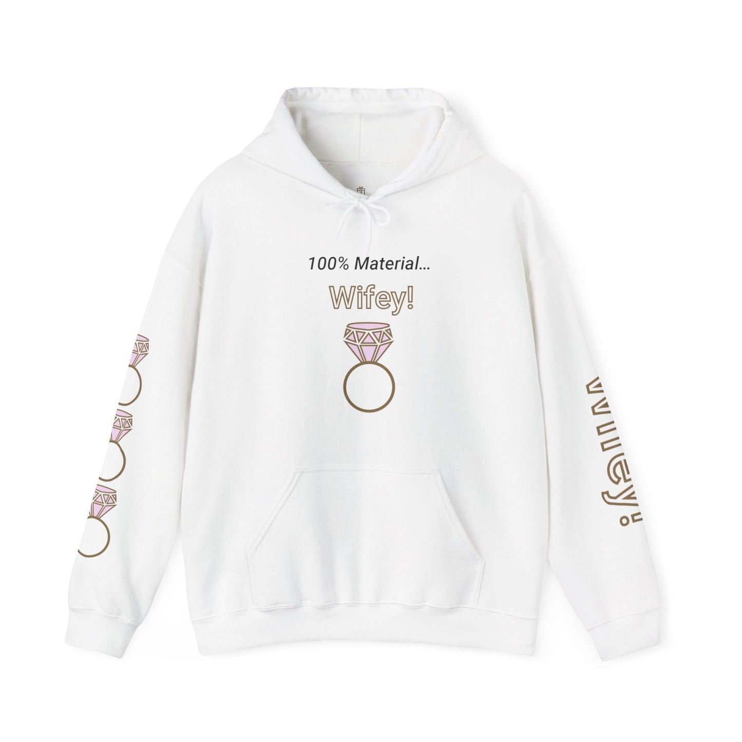 Printify Hoodie White / S 100% Material Wifey Hooded Sweatshirt