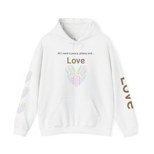 Printify Hoodie White / S Peace Pilates Love Hooded Sweatshirt