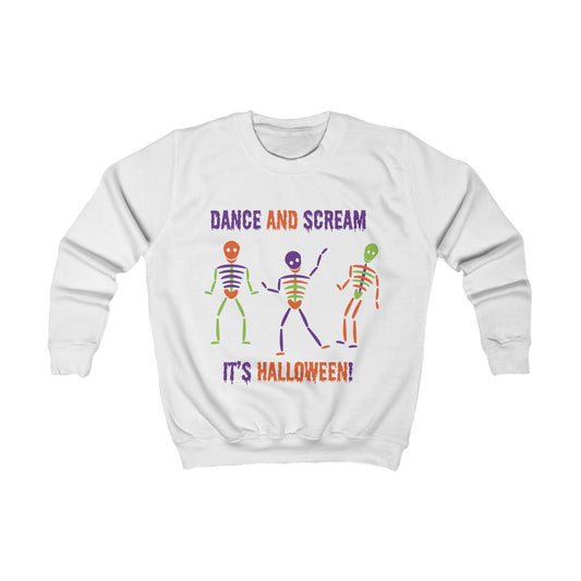 Printify Kids clothes S / Arctic White Kids Bright Skelton dancing Sweatshirt