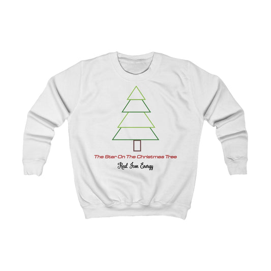 Printify Kids clothes S / Arctic White Kids Christmas Sweatshirt – Star on the Tree