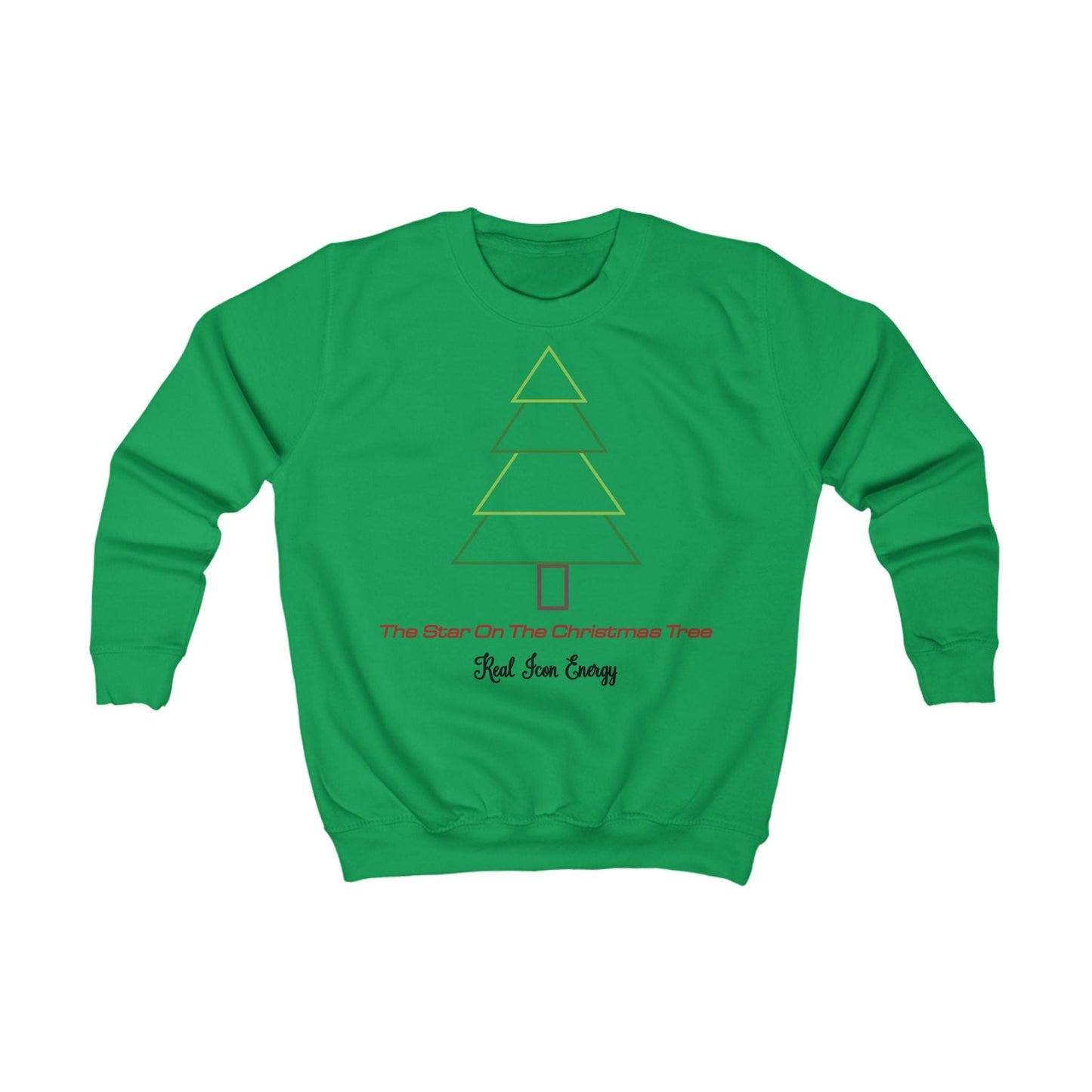 Printify Kids clothes S / Kelly Green Kids Christmas Sweatshirt – Star on the Tree