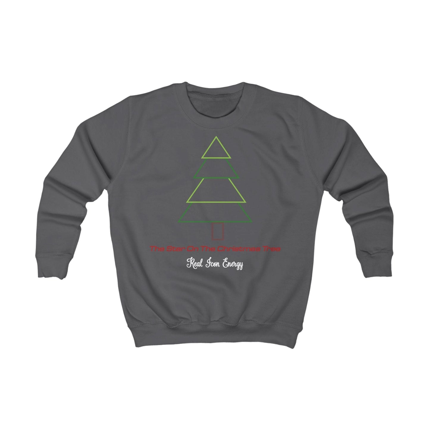 Printify Kids clothes XS / Charcoal Kids Christmas Sweatshirt with Star On The Tree Dark Base