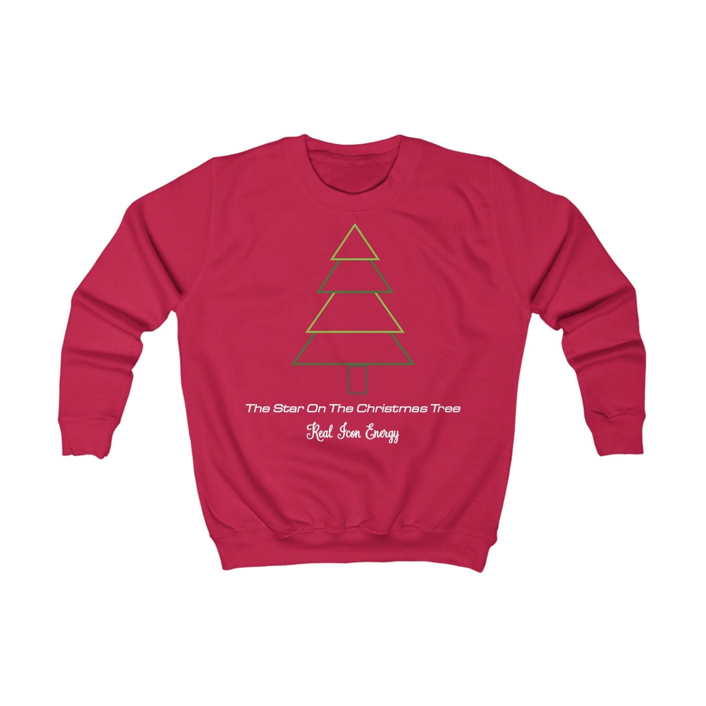 Printify Kids clothes XS / Fire Red Kids Christmas Sweatshirt Star On The Tree Red