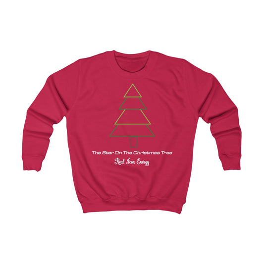 Printify Kids clothes XS / Fire Red Kids Christmas Sweatshirt Star On The Tree Red