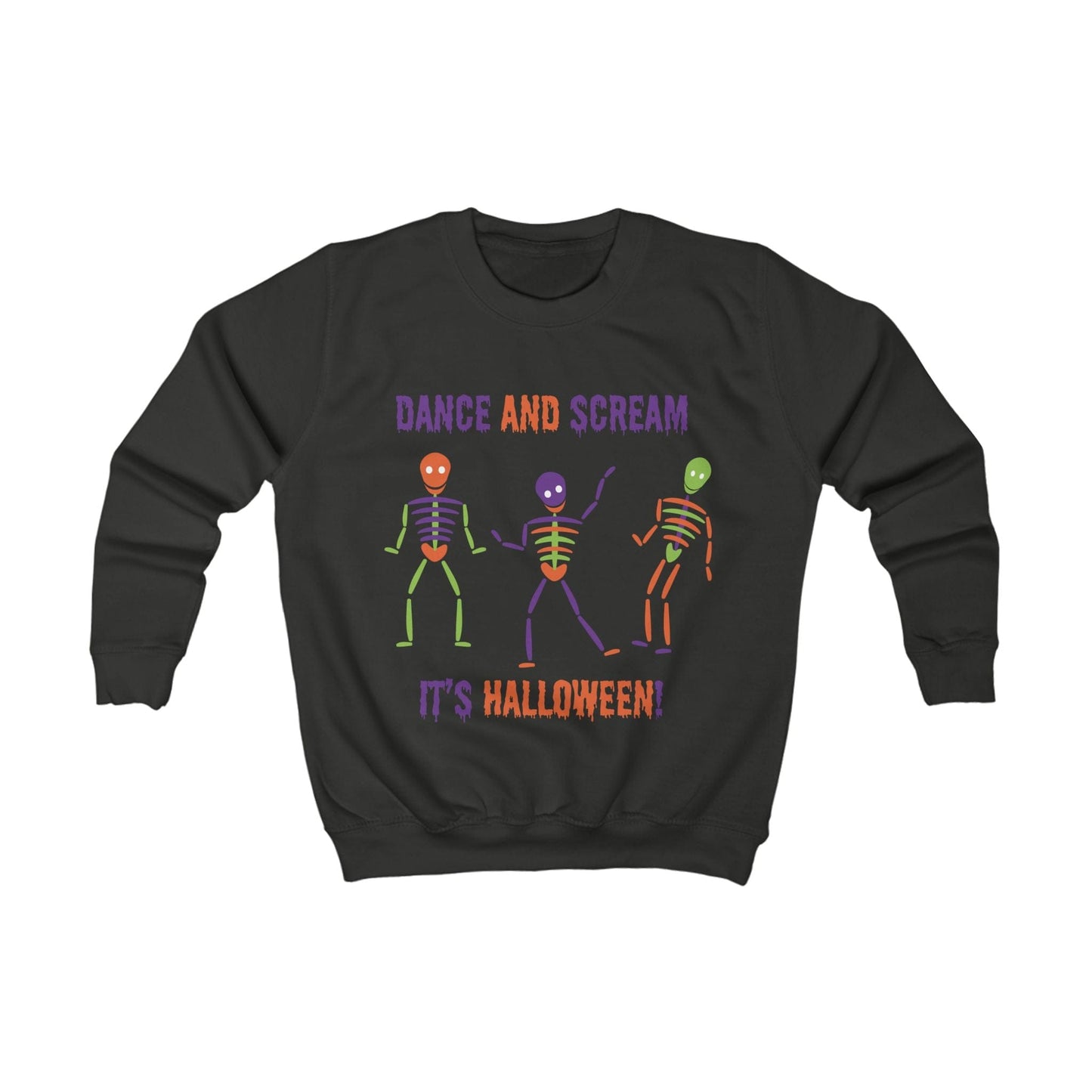 Printify Kids clothes XS / Jet Black Kids Bright Skelton dancing Sweatshirt