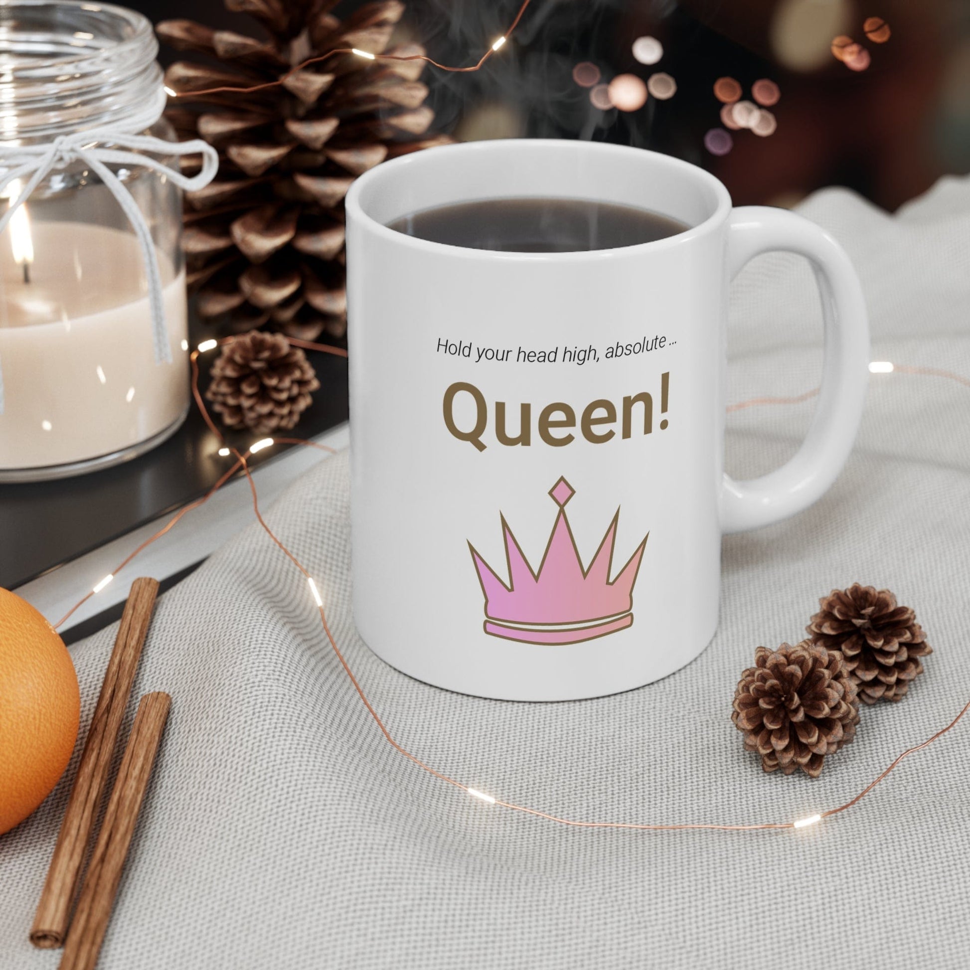 Printify Mug 11oz Absolute Queen Icon Mug, White 11oz