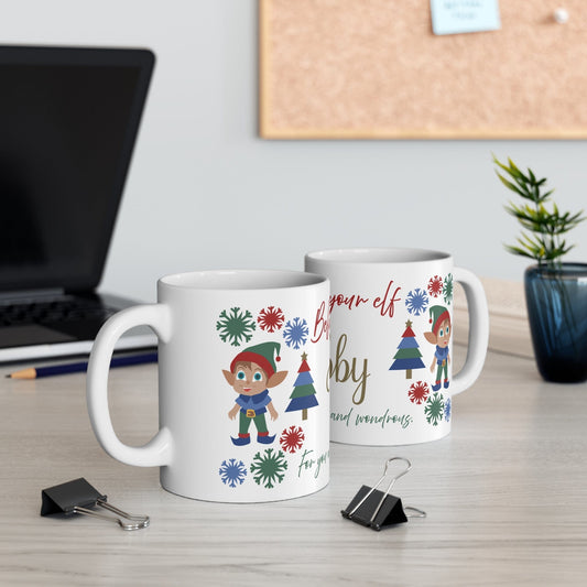 Printify Mug 11oz Believe in Your Elf Personalised Mug