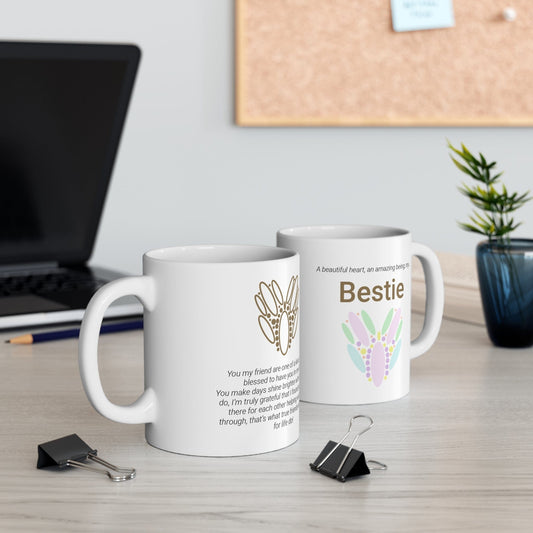 Printify Mug 11oz Bestie Heart Icon Mug White 11oz