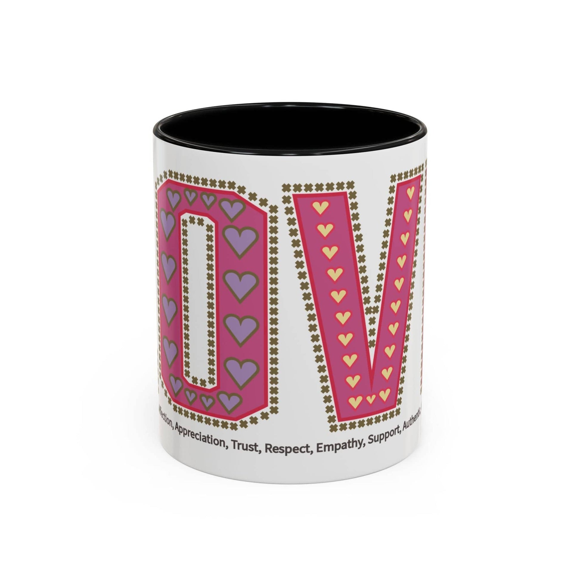 Printify Mug 11oz / Black Mug - Love Slogan Accent Mug with Pattern Designs
