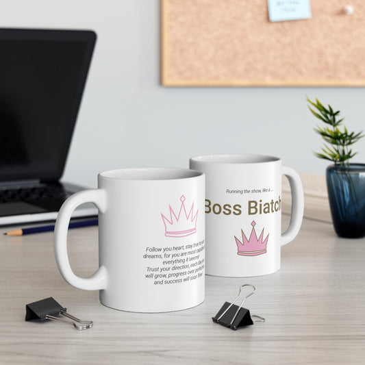 Printify Mug 11oz Boss Biatch Crown Icon Mug White 11oz