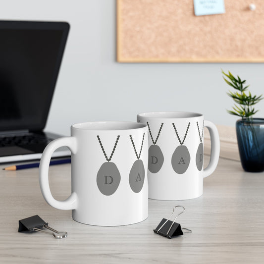 Printify Mug 11oz Dad Pebble necklace 11oz White Mug