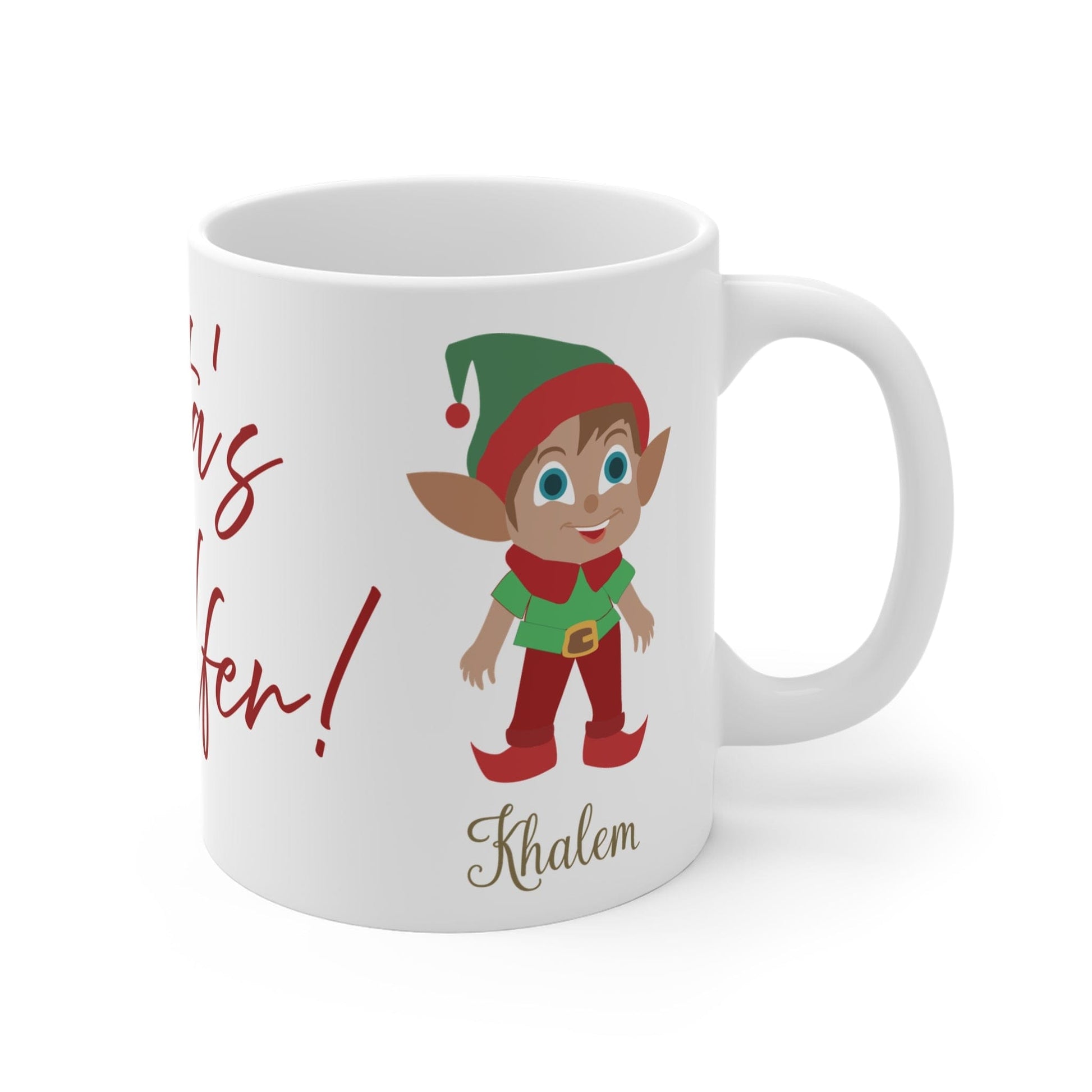 Printify Mug 11oz Mug - Personalised Christmas Elf Santa's Little Elfer