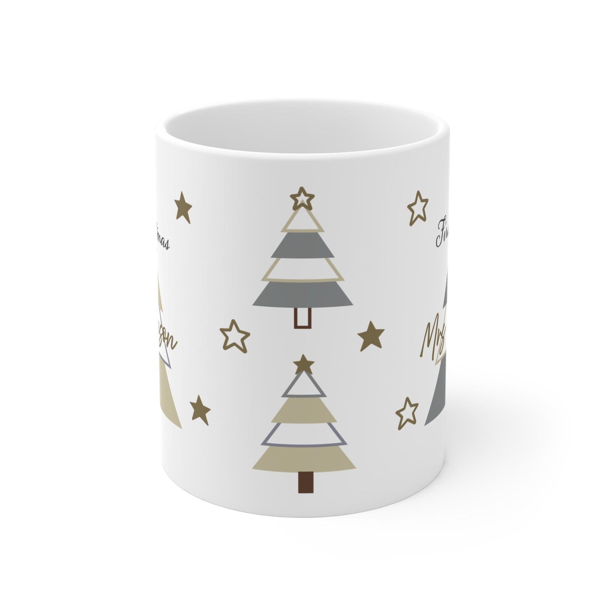 Printify Mug 11oz Mug - Personalised First Christmas as Mrs Neutral