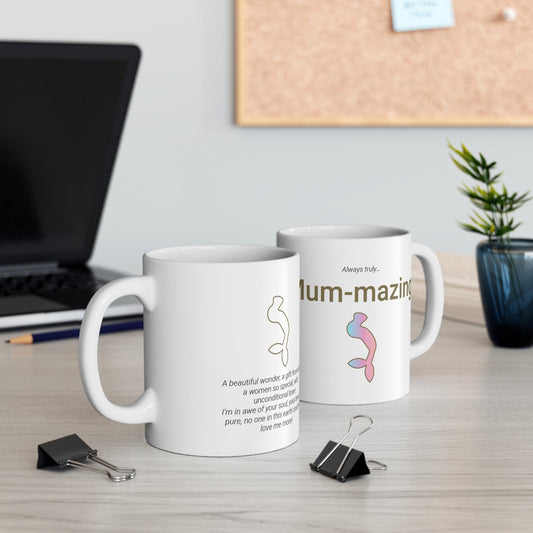 Printify Mug 11oz Mum-mazing Mermaid Icon Mug White 11oz