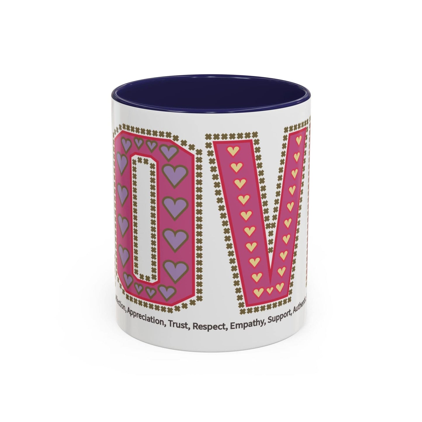 Printify Mug 11oz / Navy Mug - Love Slogan Accent Mug with Pattern Designs