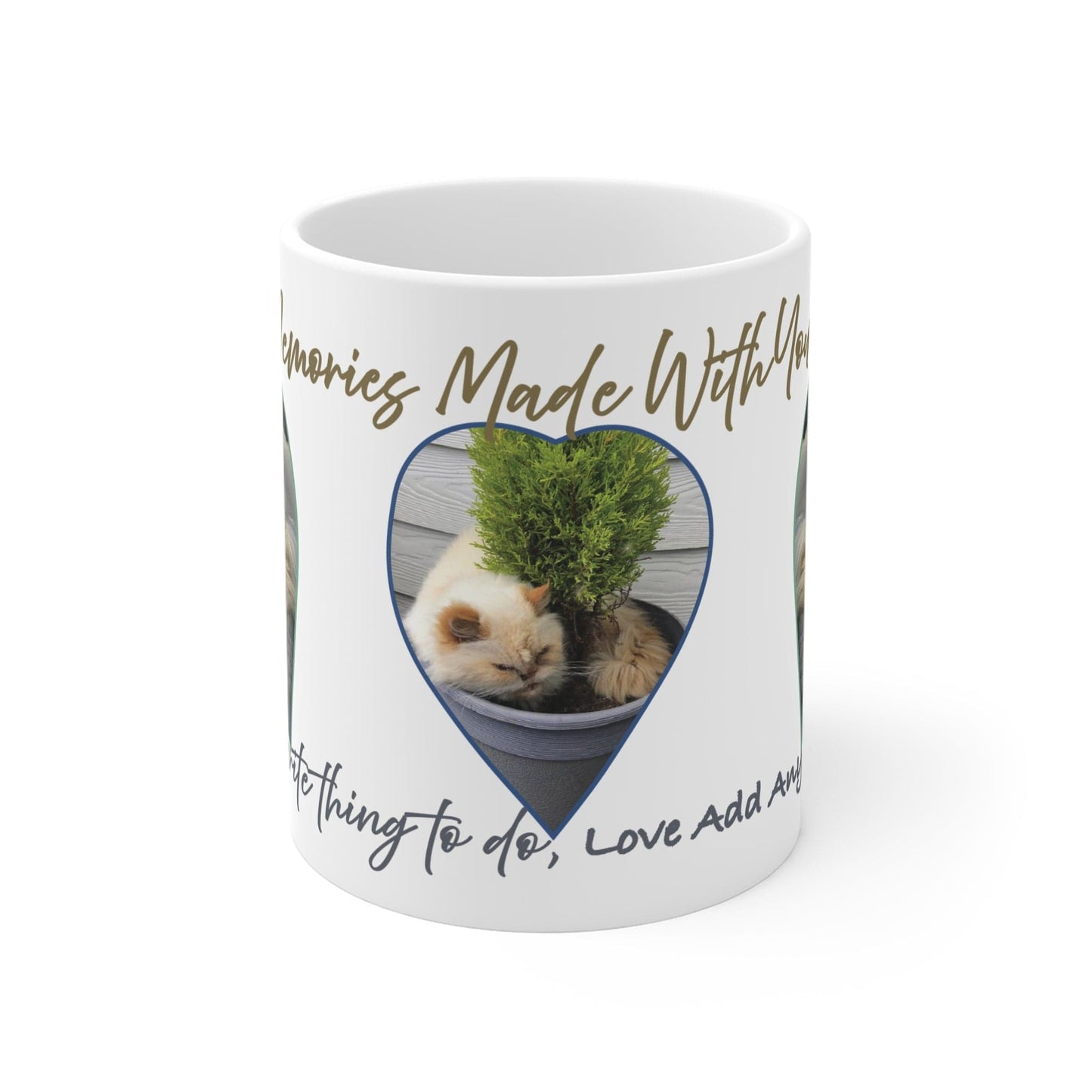 Printify Mug 11oz Personalised 3 Photo Mug – Heart-Shaped Frames