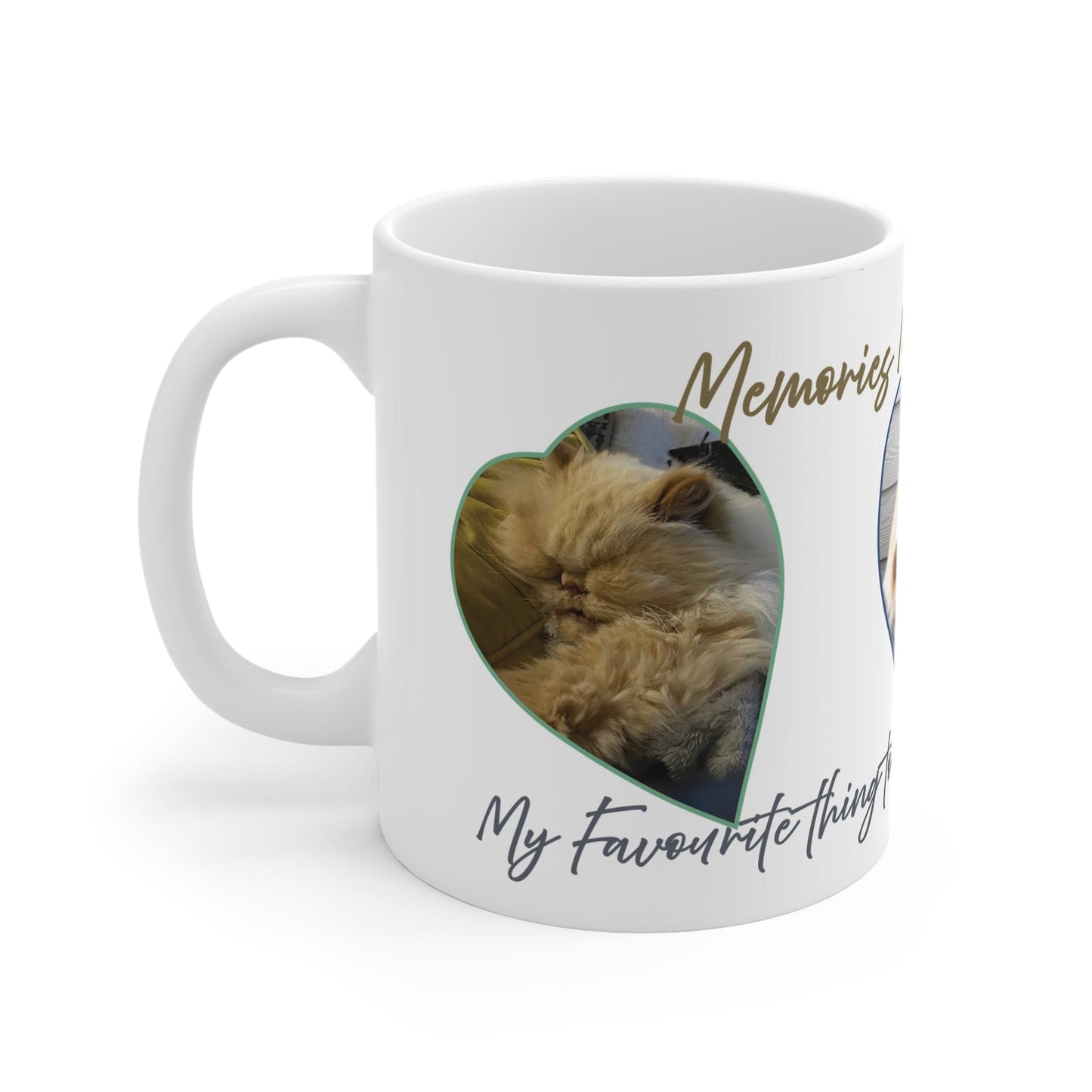 Printify Mug 11oz Personalised 3 Photo Mug – Heart-Shaped Frames