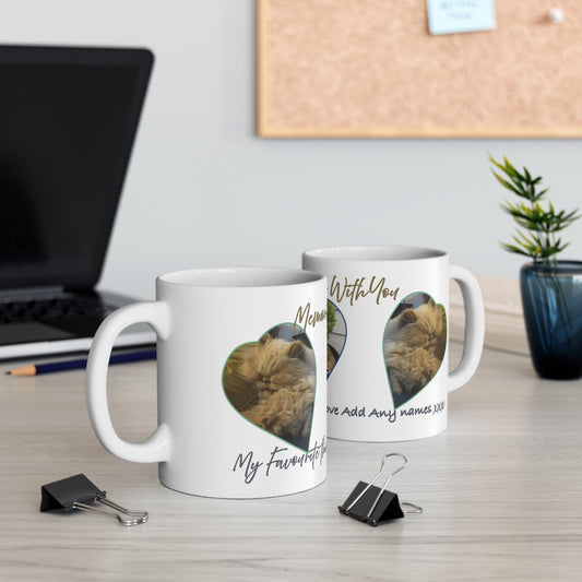 Printify Mug 11oz Personalised 3 Photo Mug – Heart-Shaped Frames