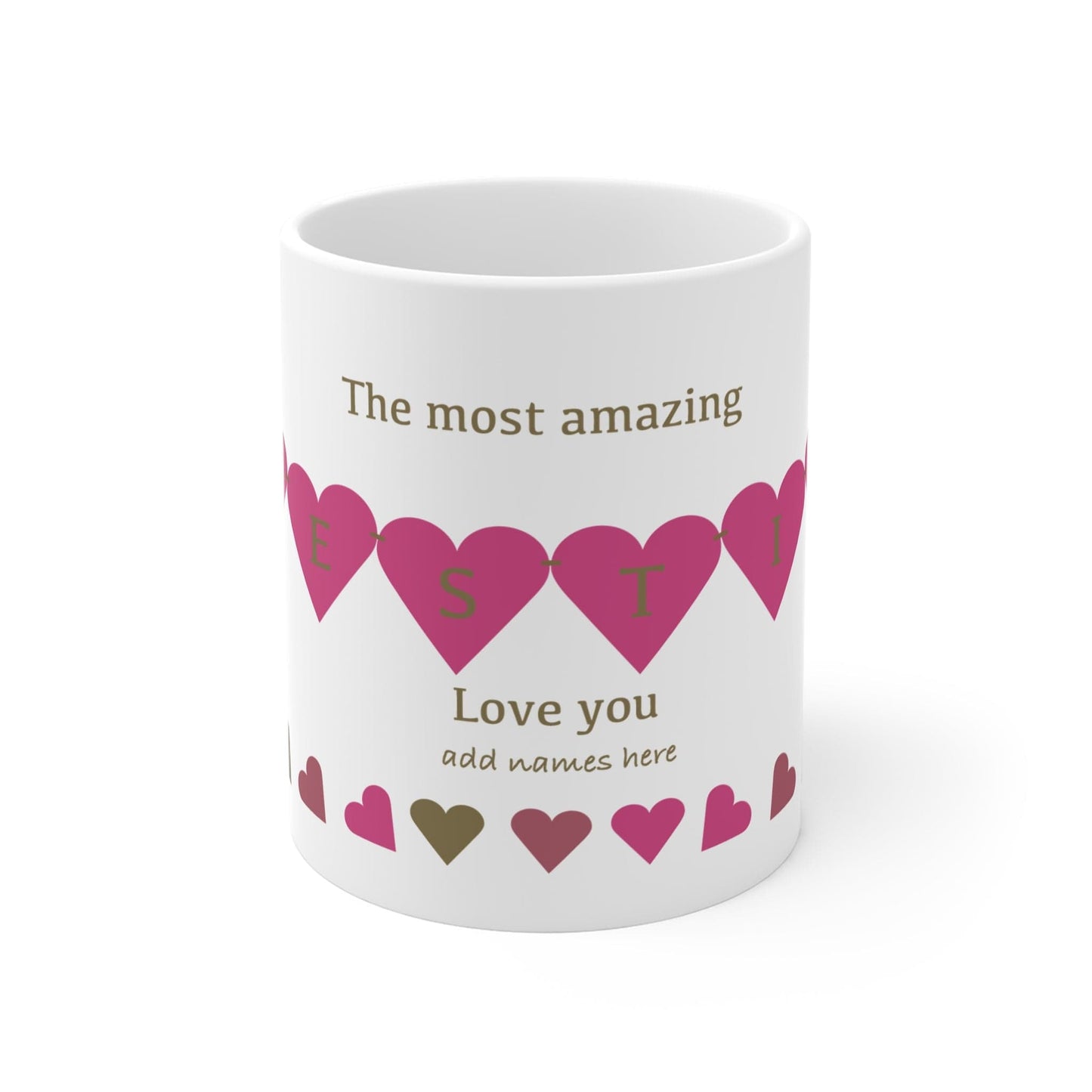 Printify Mug 11oz Personalised Amazing Bestie Hearts Mug