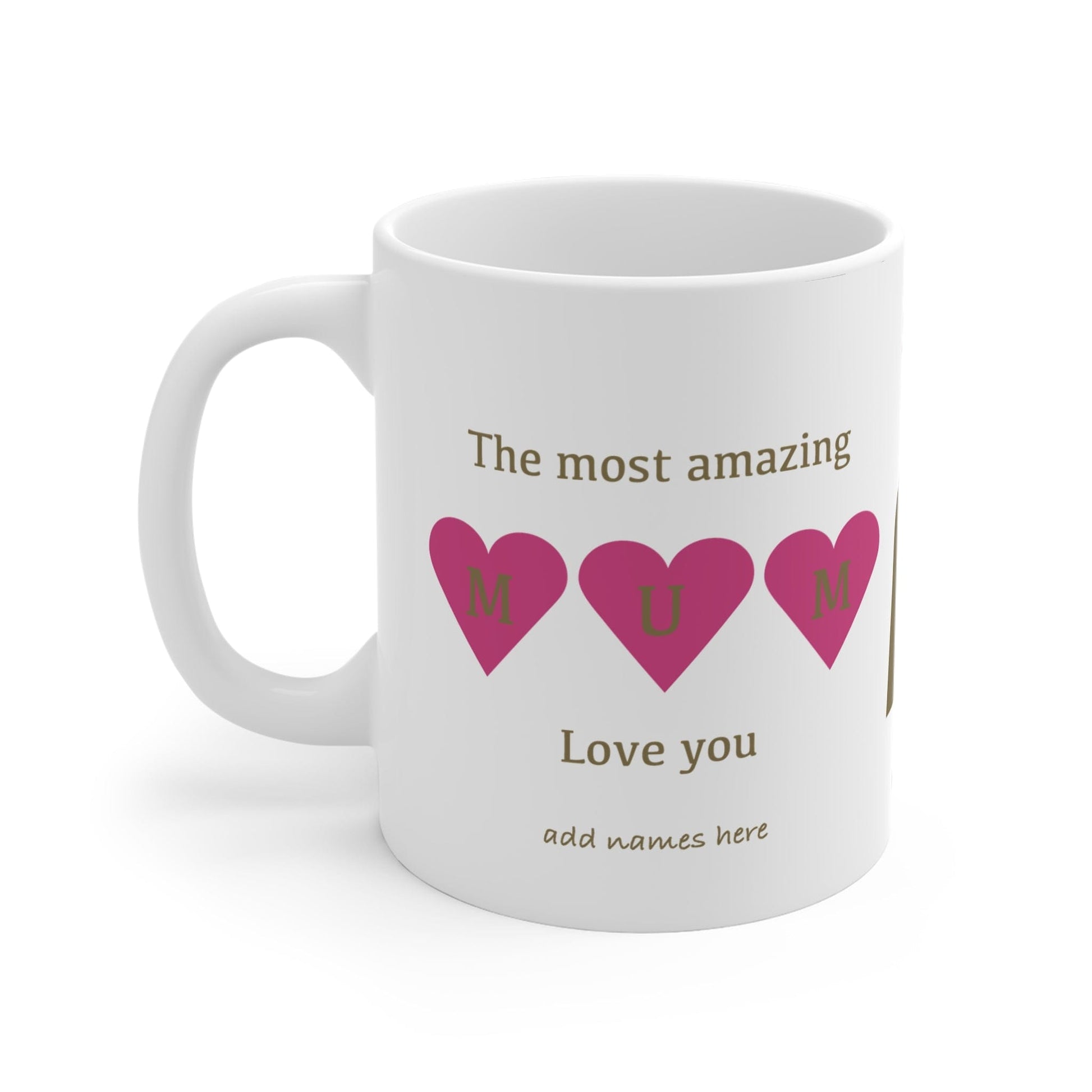 Printify Mug 11oz Personalised Amazing Mum Heart Charm 11oz Mug