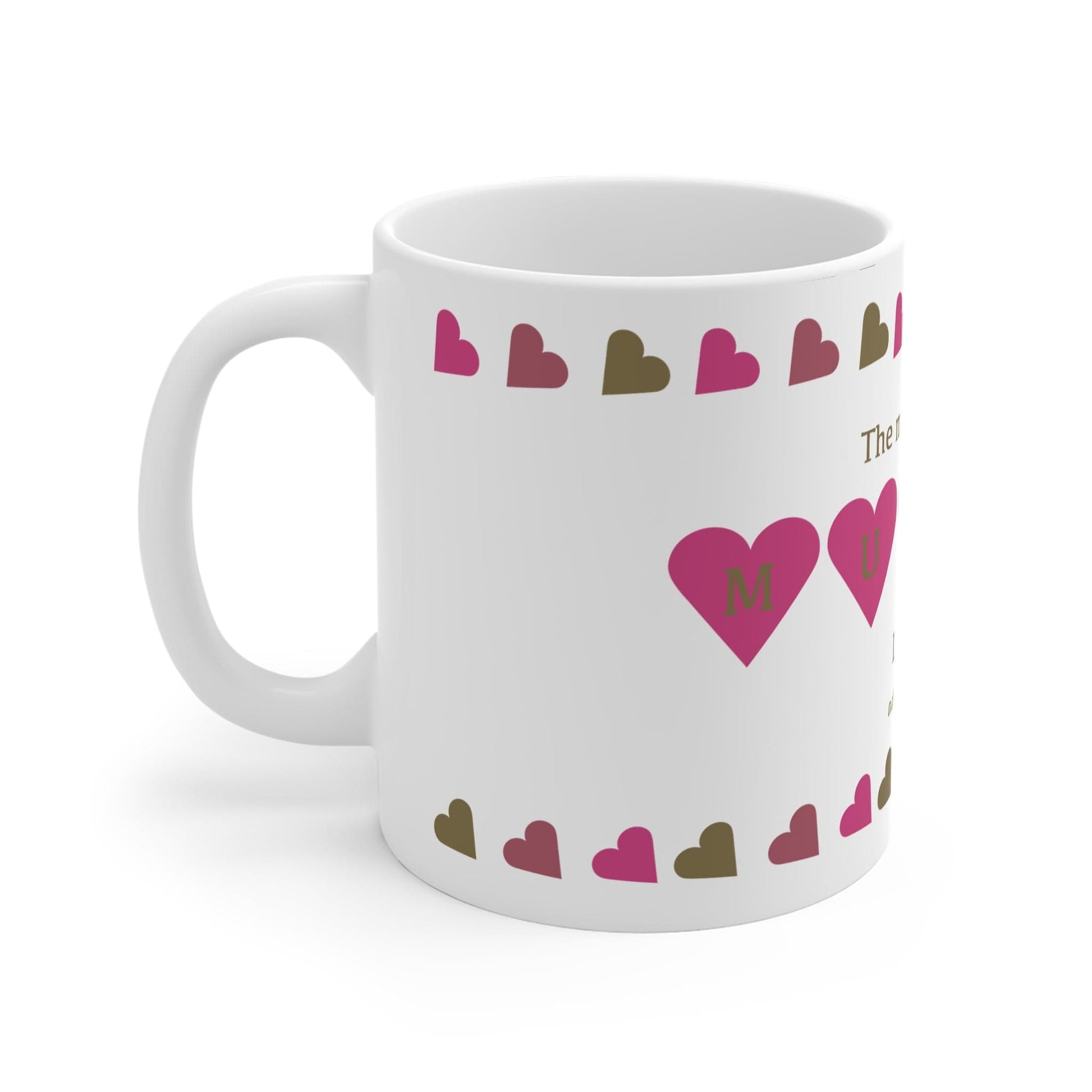 Printify Mug 11oz Personalised Amazing Mumma Heart charm Mug pink