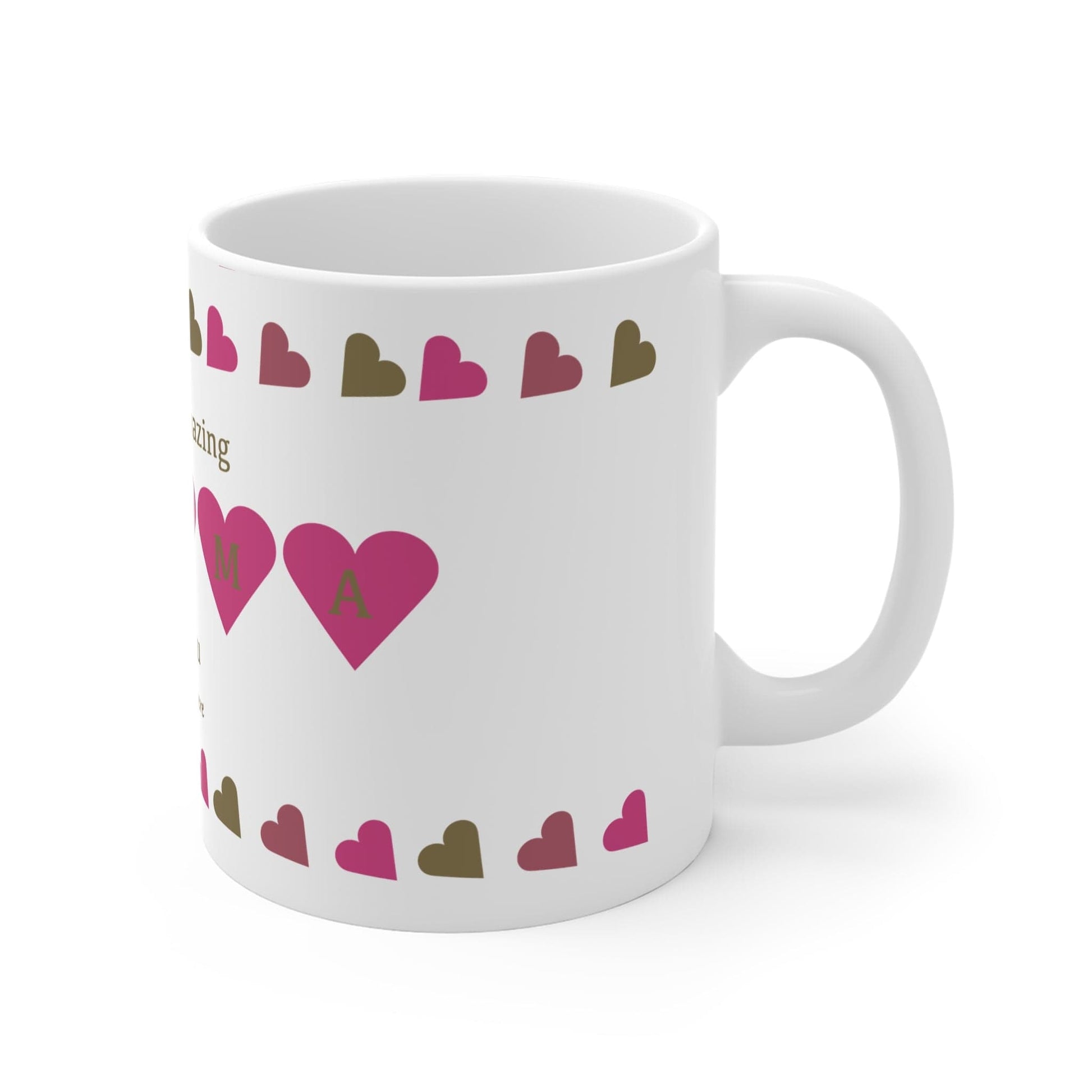 Printify Mug 11oz Personalised Amazing Mumma Heart charm Mug pink