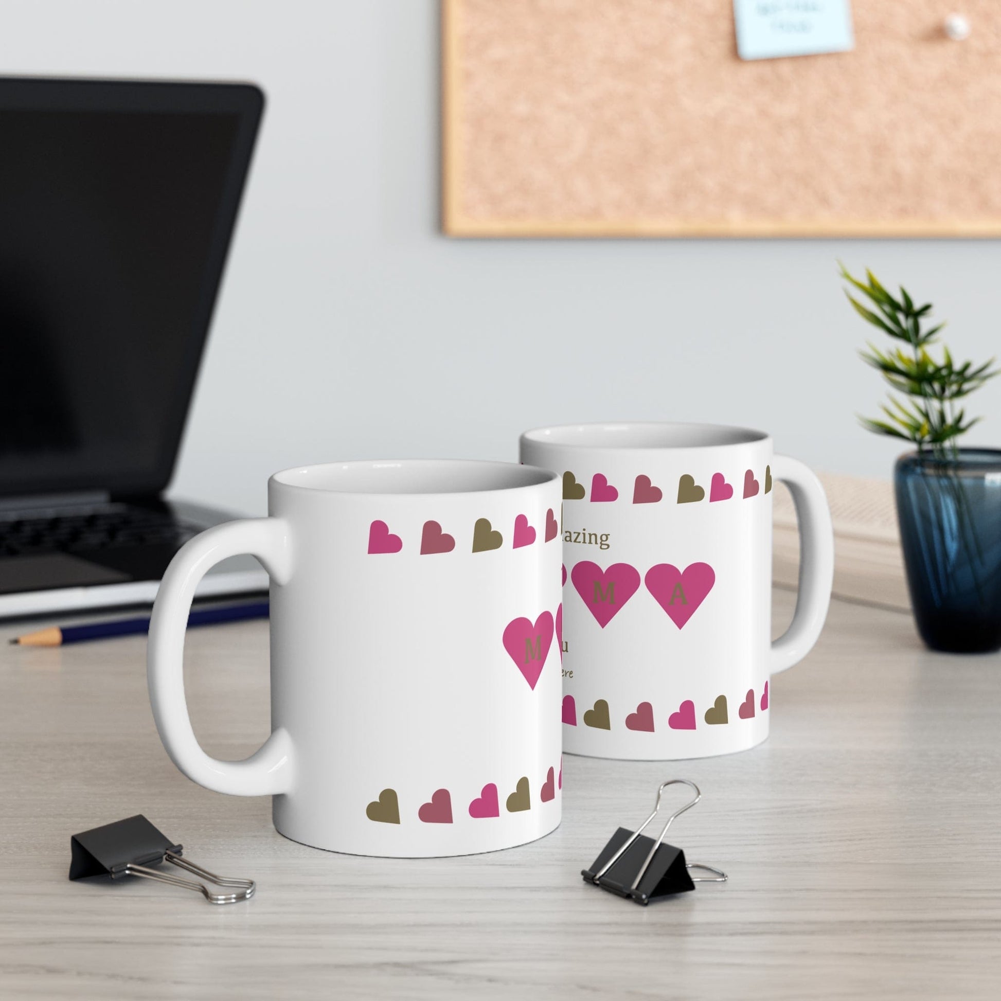 Printify Mug 11oz Personalised Amazing Mumma Heart charm Mug pink