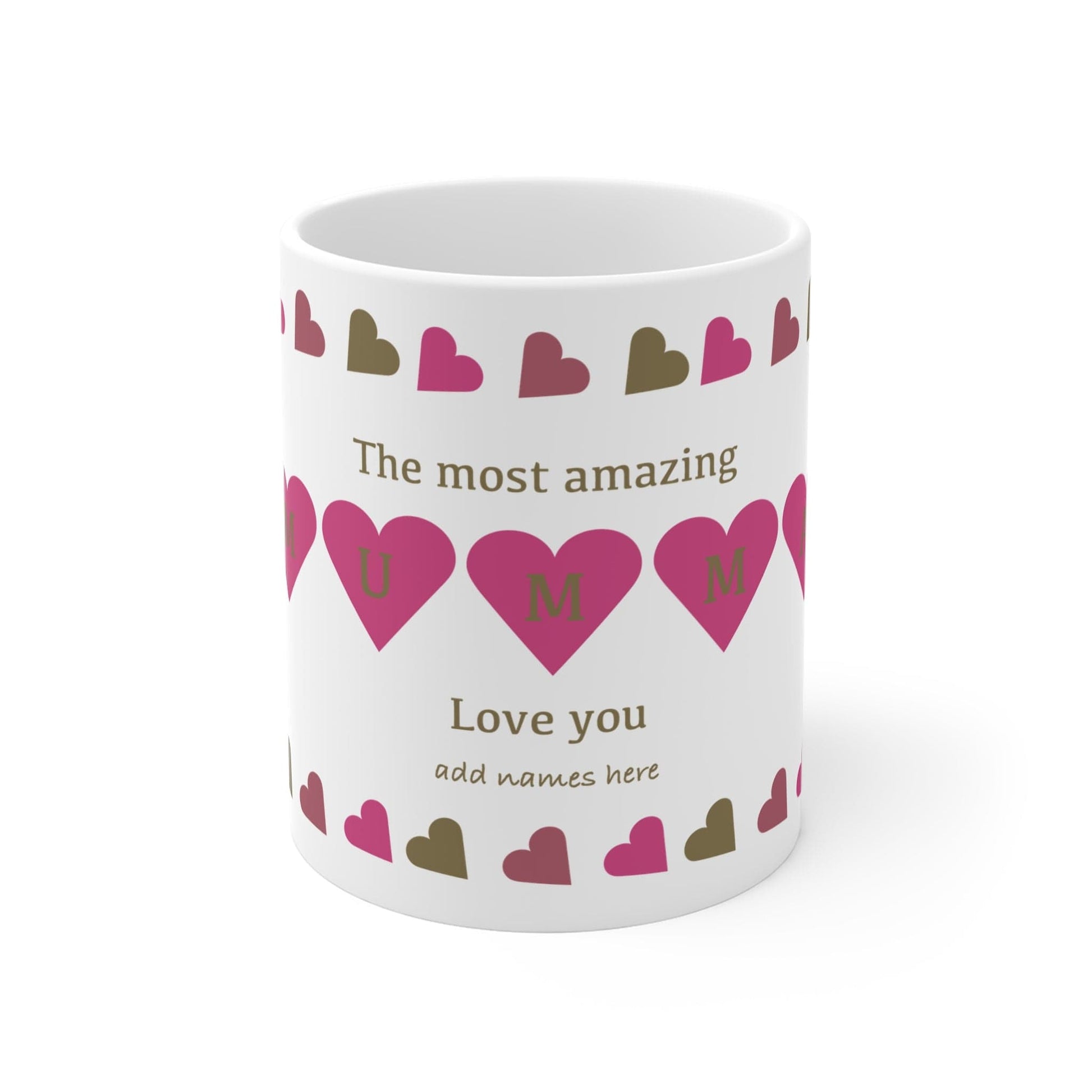Printify Mug 11oz Personalised Amazing Mumma Heart charm Mug pink