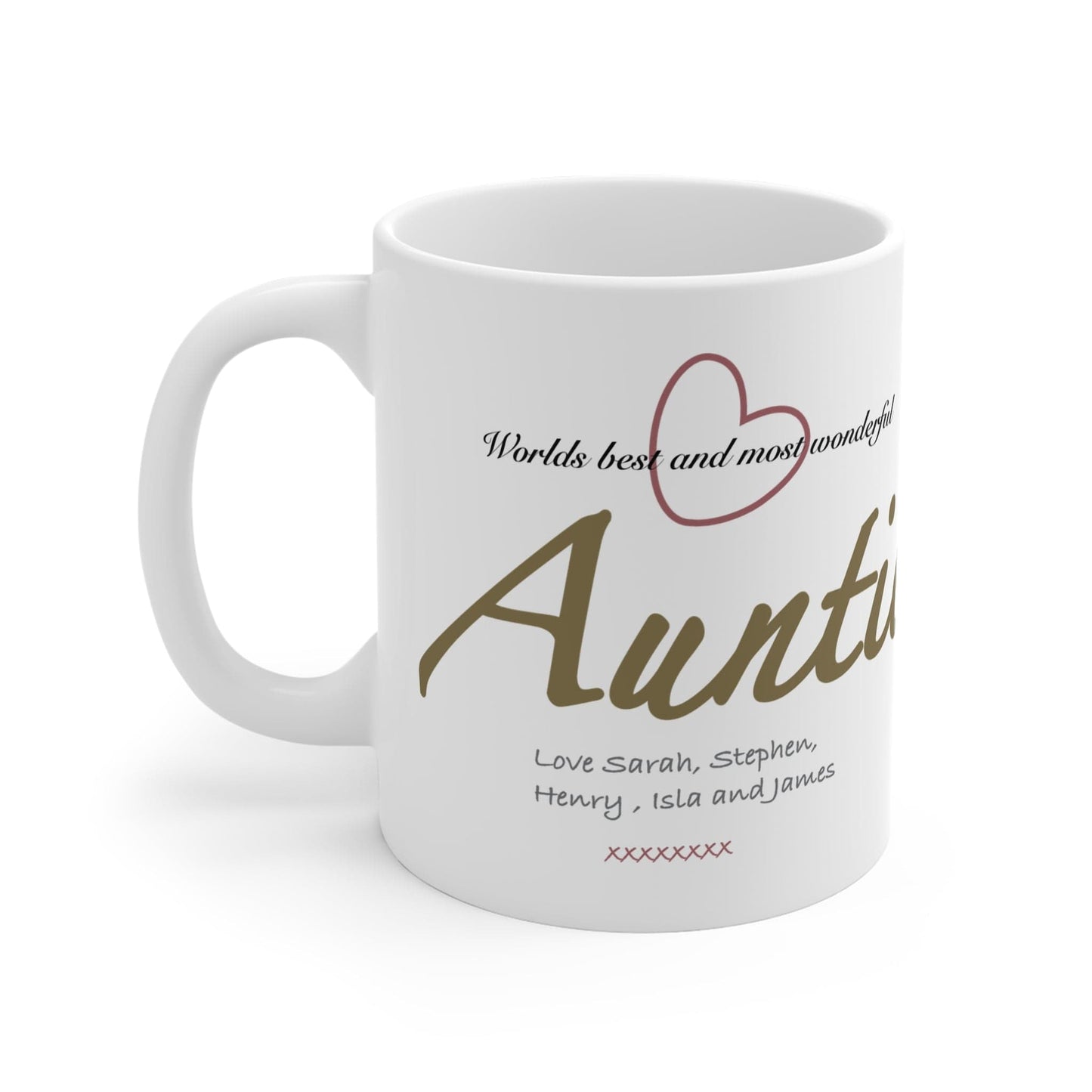 Printify Mug 11oz Personalised Auntie Heart 11oz Mug
