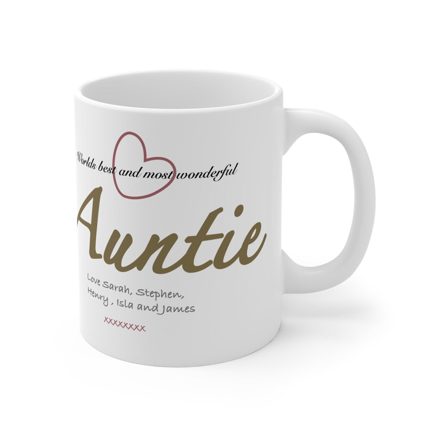 Printify Mug 11oz Personalised Auntie Heart 11oz Mug