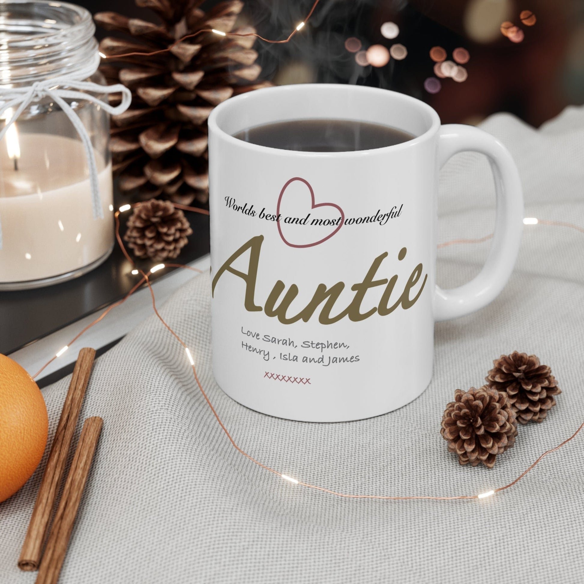 Printify Mug 11oz Personalised Auntie Heart 11oz Mug