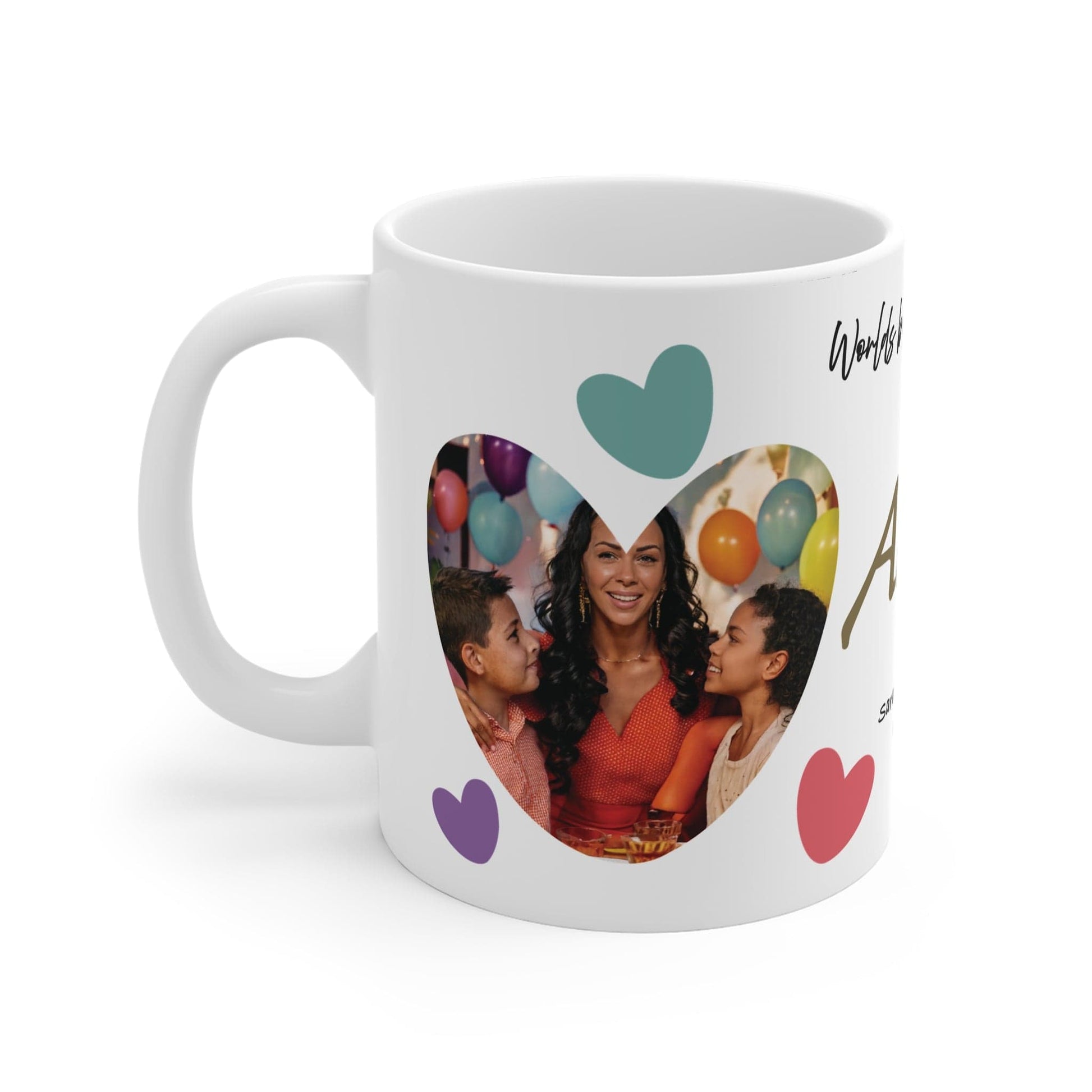 Printify Mug 11oz Personalised Auntie Photo In Hearts Mug