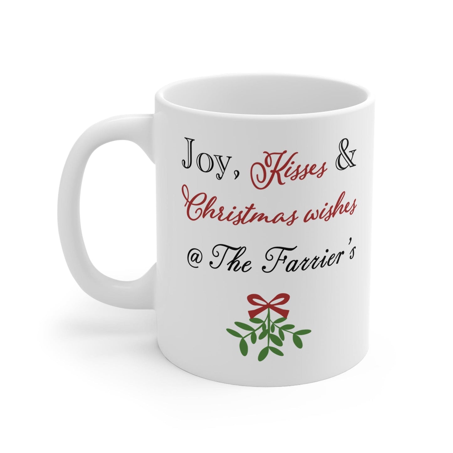 Printify Mug 11oz Personalised Christmas Mug - Joy, Kisses and Christmas Wishes