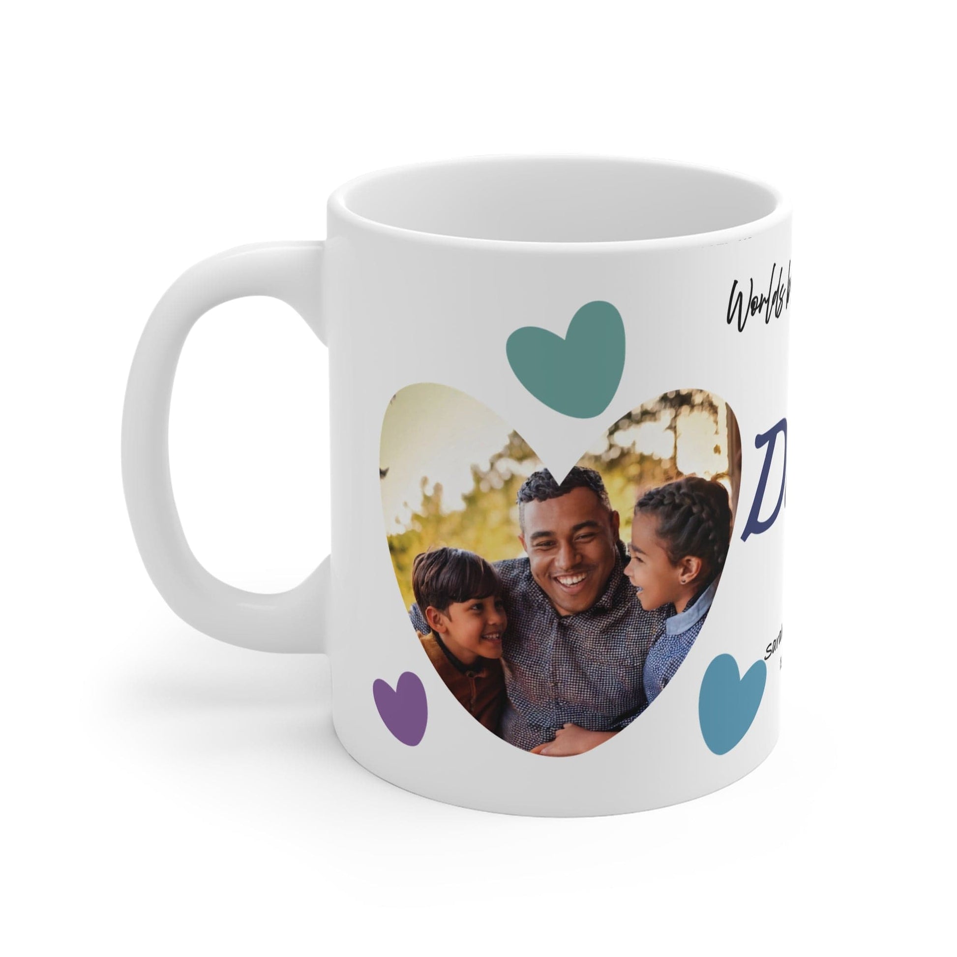 Printify Mug 11oz Personalised Daddy Photo In Hearts Mug