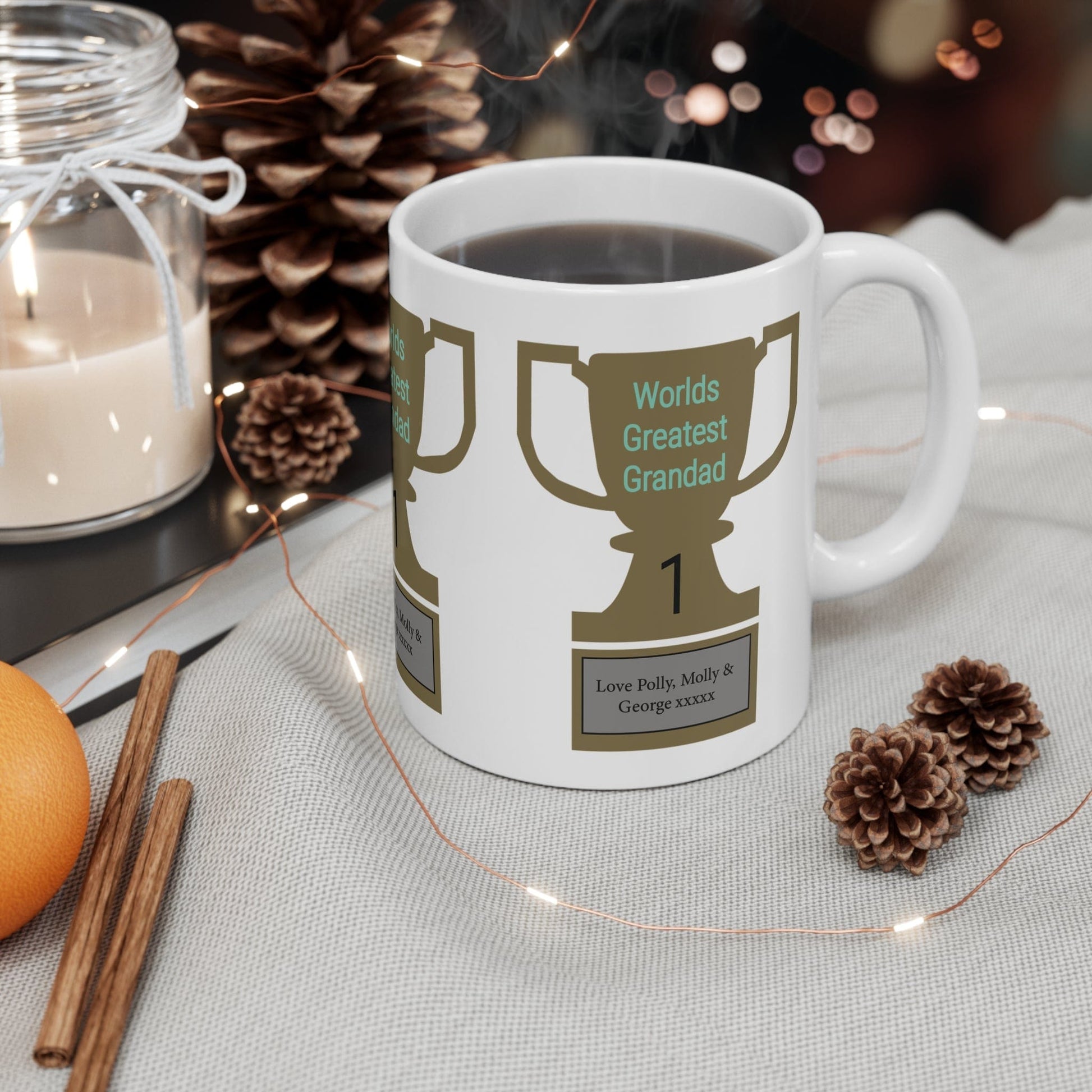 Printify Mug 11oz Personalised Greatest Grandad Trophy 11oz Mug