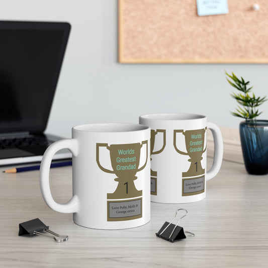 Printify Mug 11oz Personalised Greatest Grandad Trophy 11oz Mug