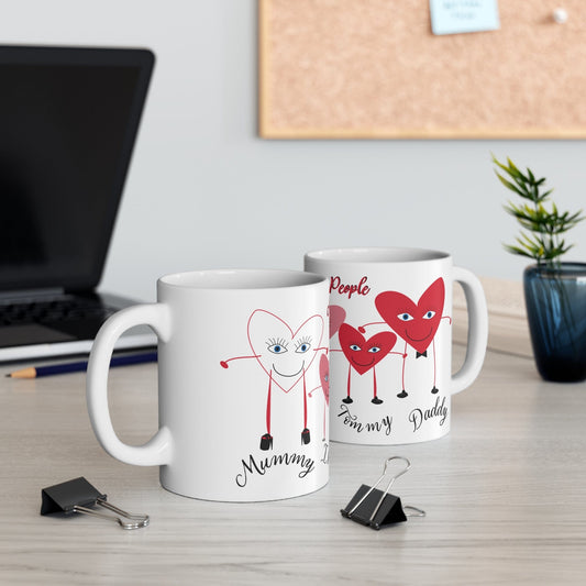 Printify Mug 11oz Personalised Heart 5 People Mug