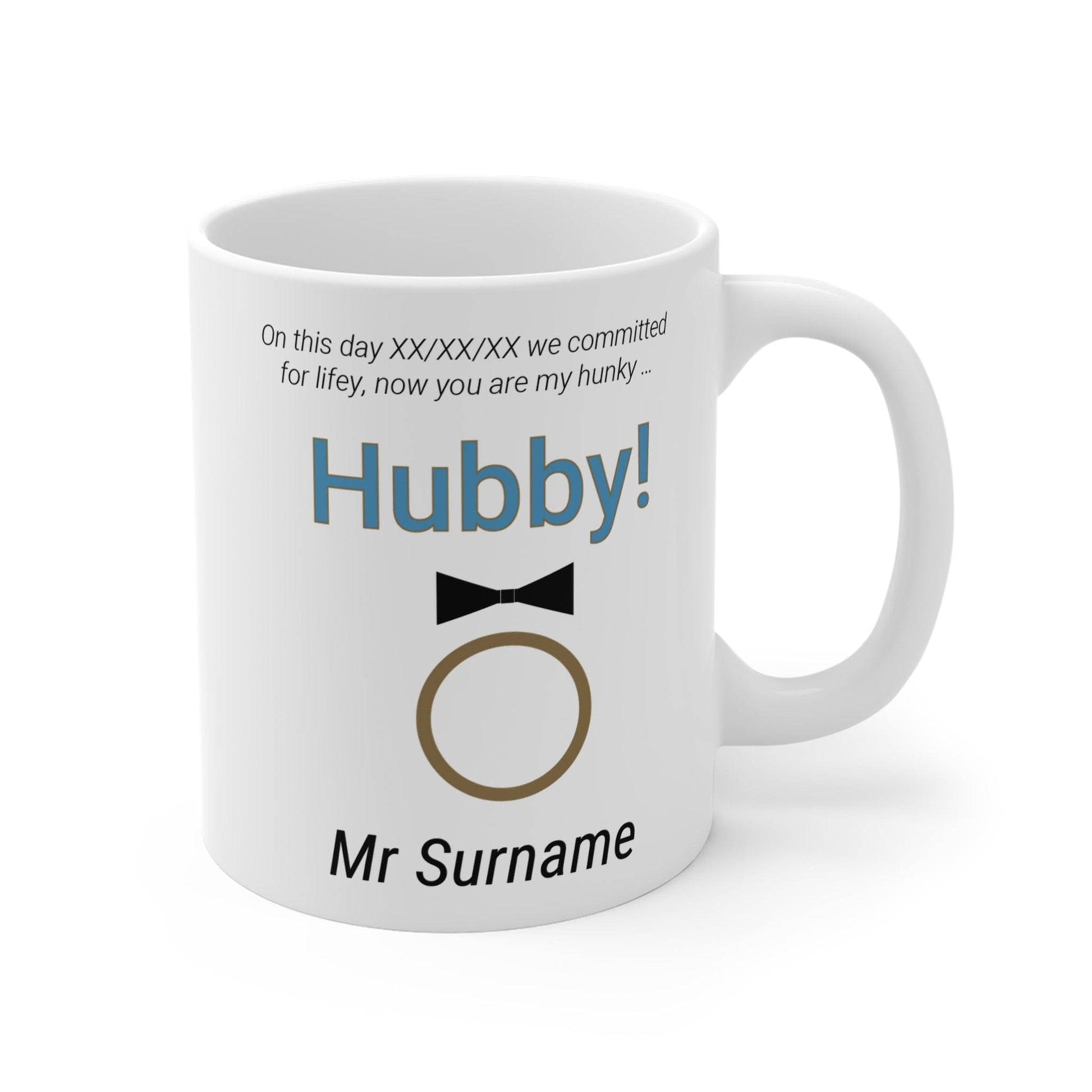 Printify Mug 11oz Personalised Hubby date and Name Mug 11oz