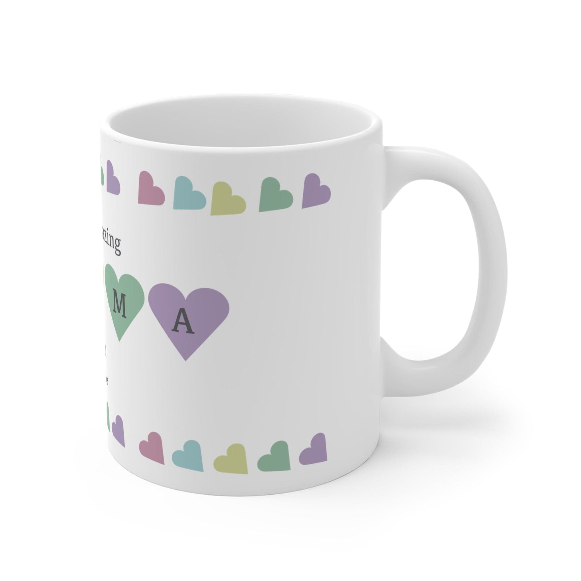 Printify Mug 11oz Personalised Mumma Heart charm 11oz Mug Pastel