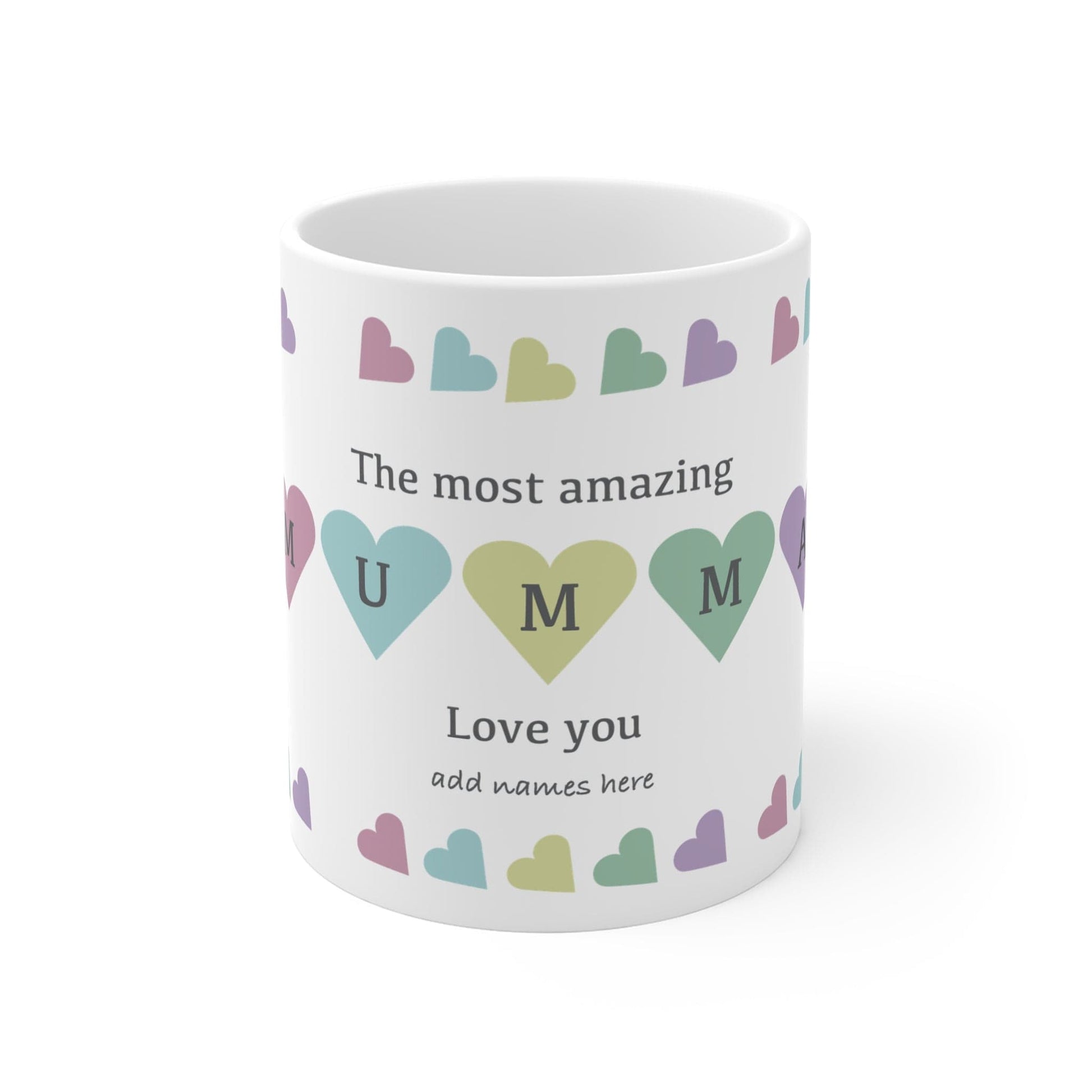 Printify Mug 11oz Personalised Mumma Heart charm 11oz Mug Pastel