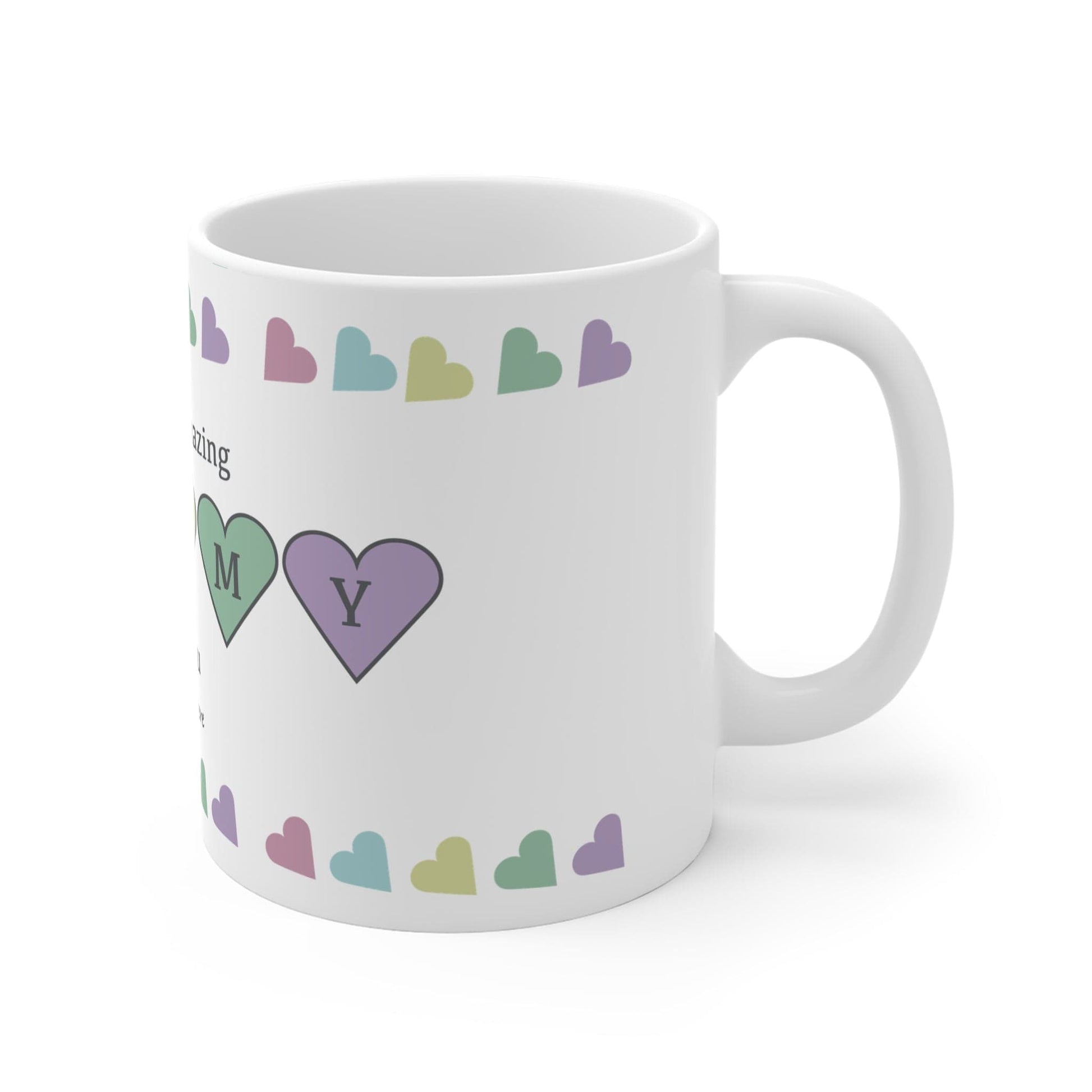 Printify Mug 11oz Personalised Mummy Heart charm 11oz Mug Pastel