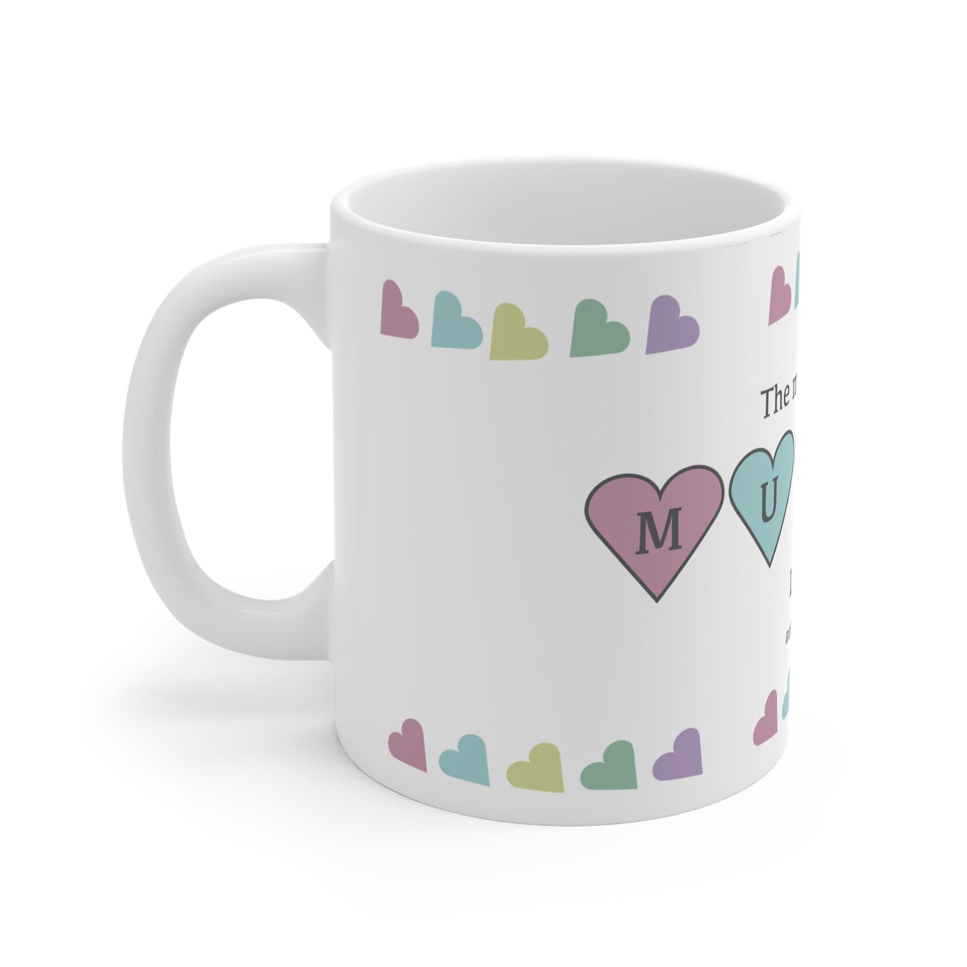 Printify Mug 11oz Personalised Mummy Heart charm 11oz Mug Pastel