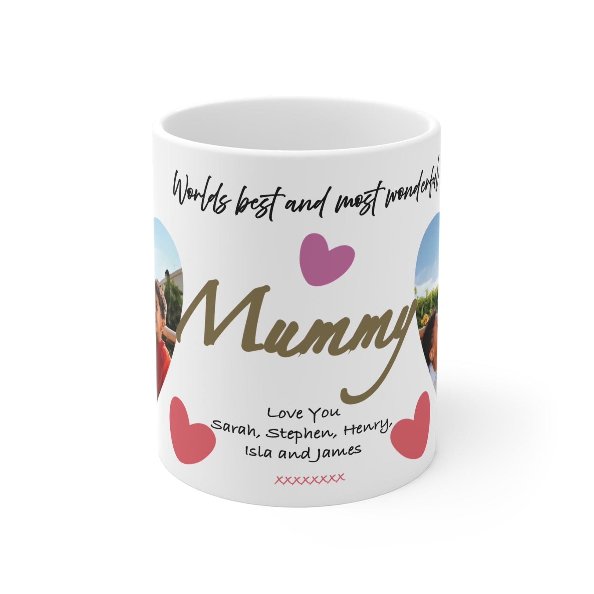 Printify Mug 11oz Personalised Mummy Photo In Hearts Mug